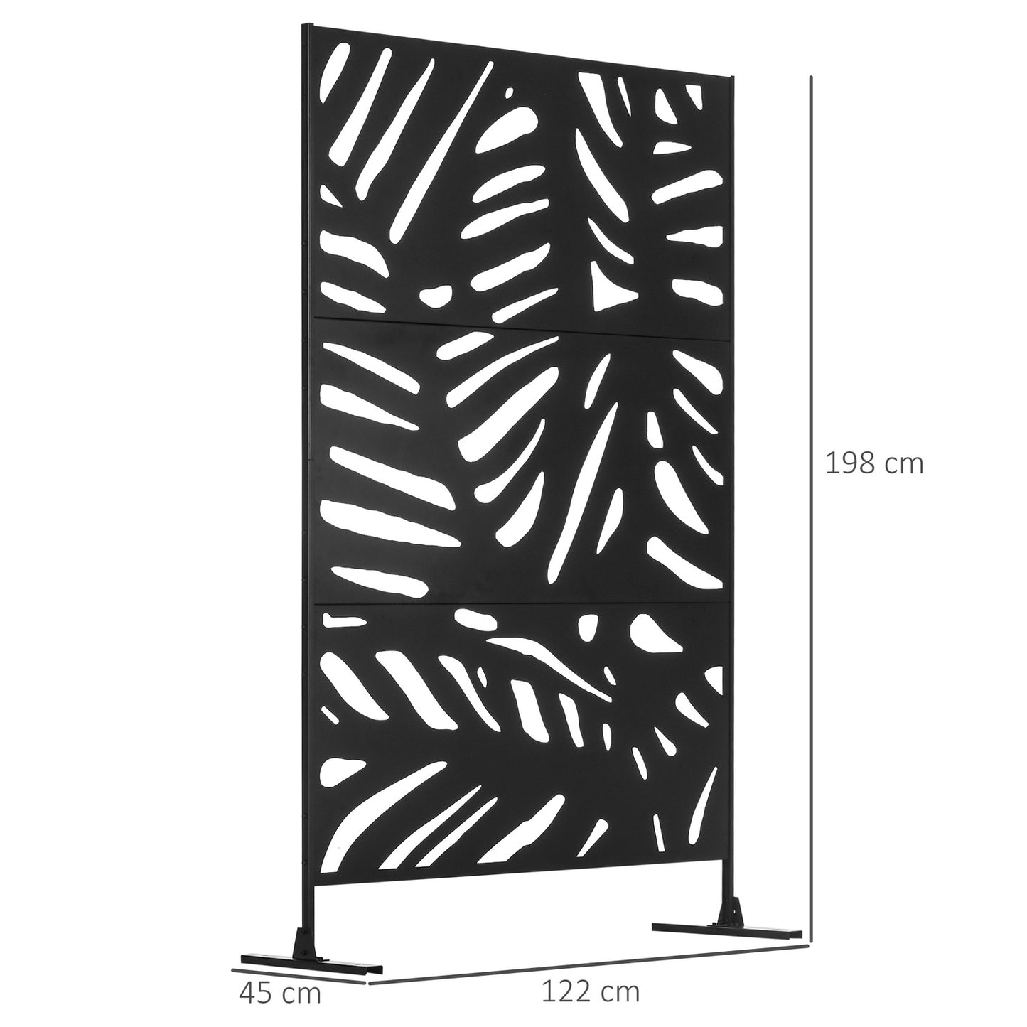 Steel Leaf Pattern Privacy Screen, 122x198cm, with stand