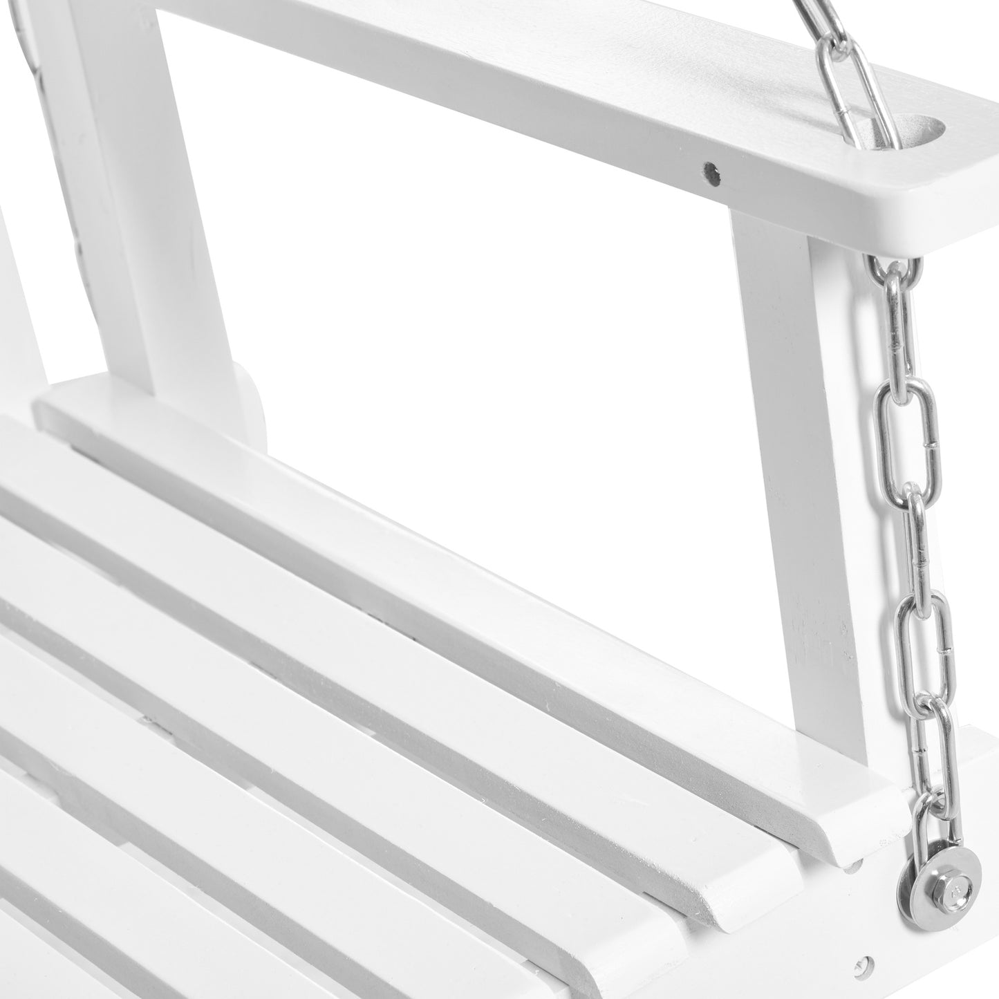 Garden swing bench for 2, solid wood, white, 117x69x60cm