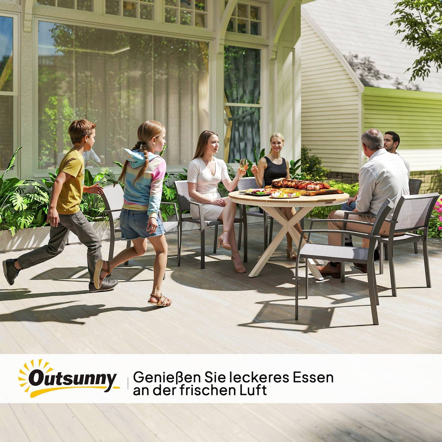 Around 118cm weatherproof aluminum garden table
