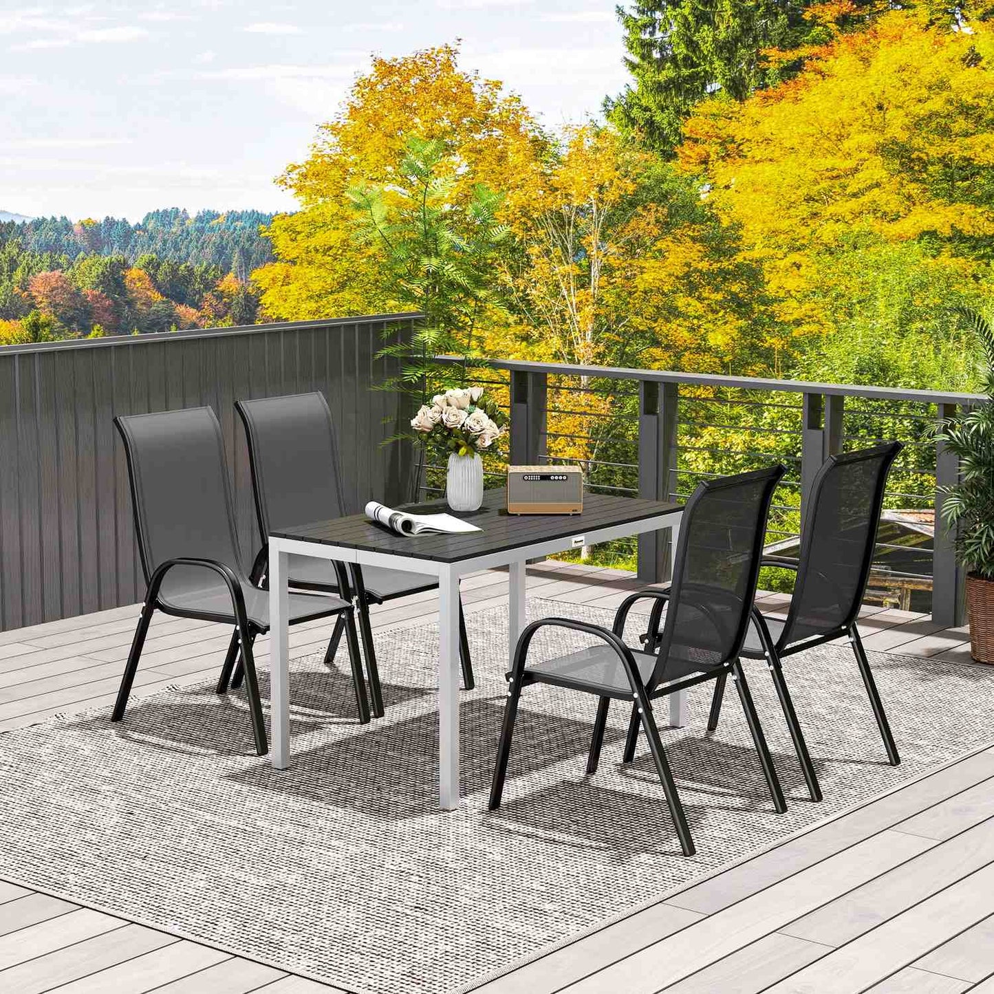 Aluminum garden table, 120x70 cm, weatherproof, black