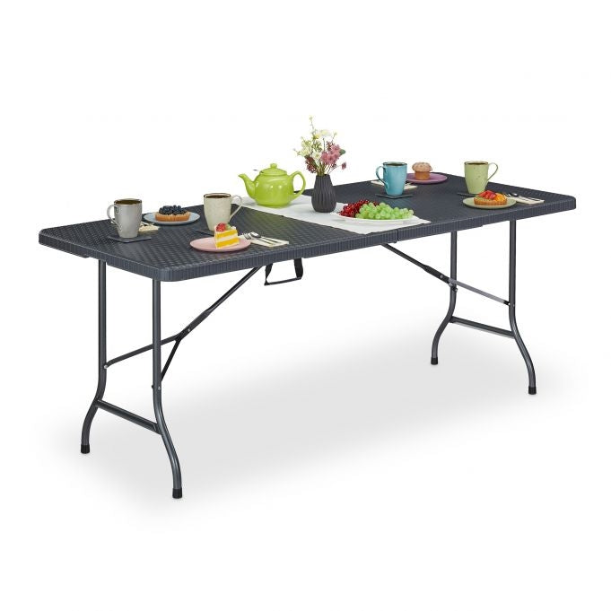 Garden table in gray rattan look