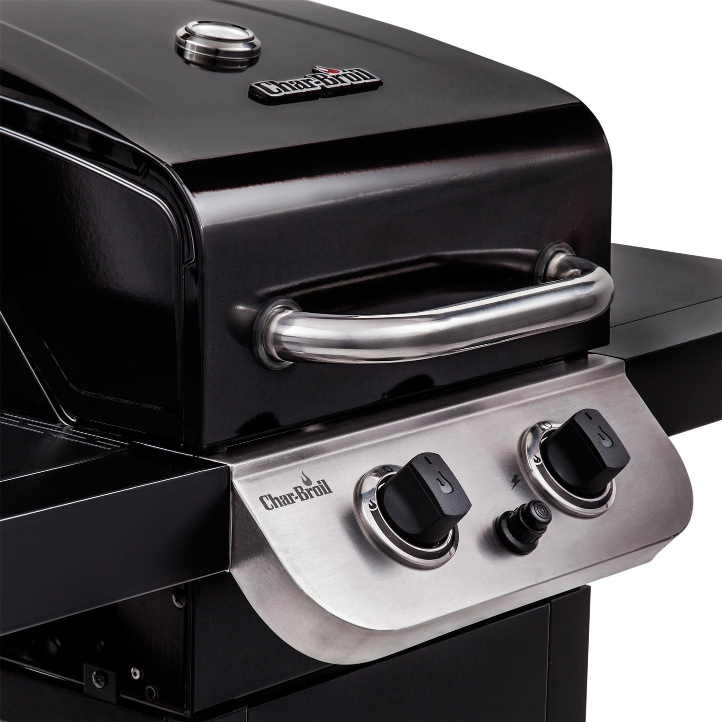 Gas Grill with 2 Burners, Cast Iron Grates, Thermometer