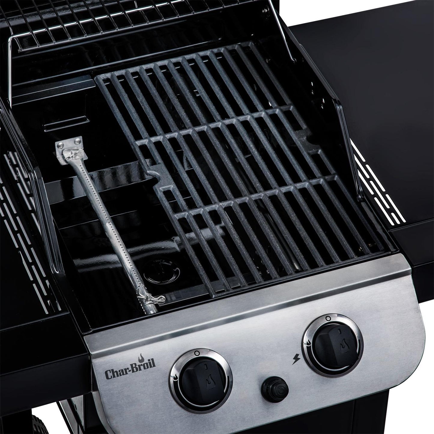 Gas Grill with 2 Burners, Cast Iron Grates, Thermometer