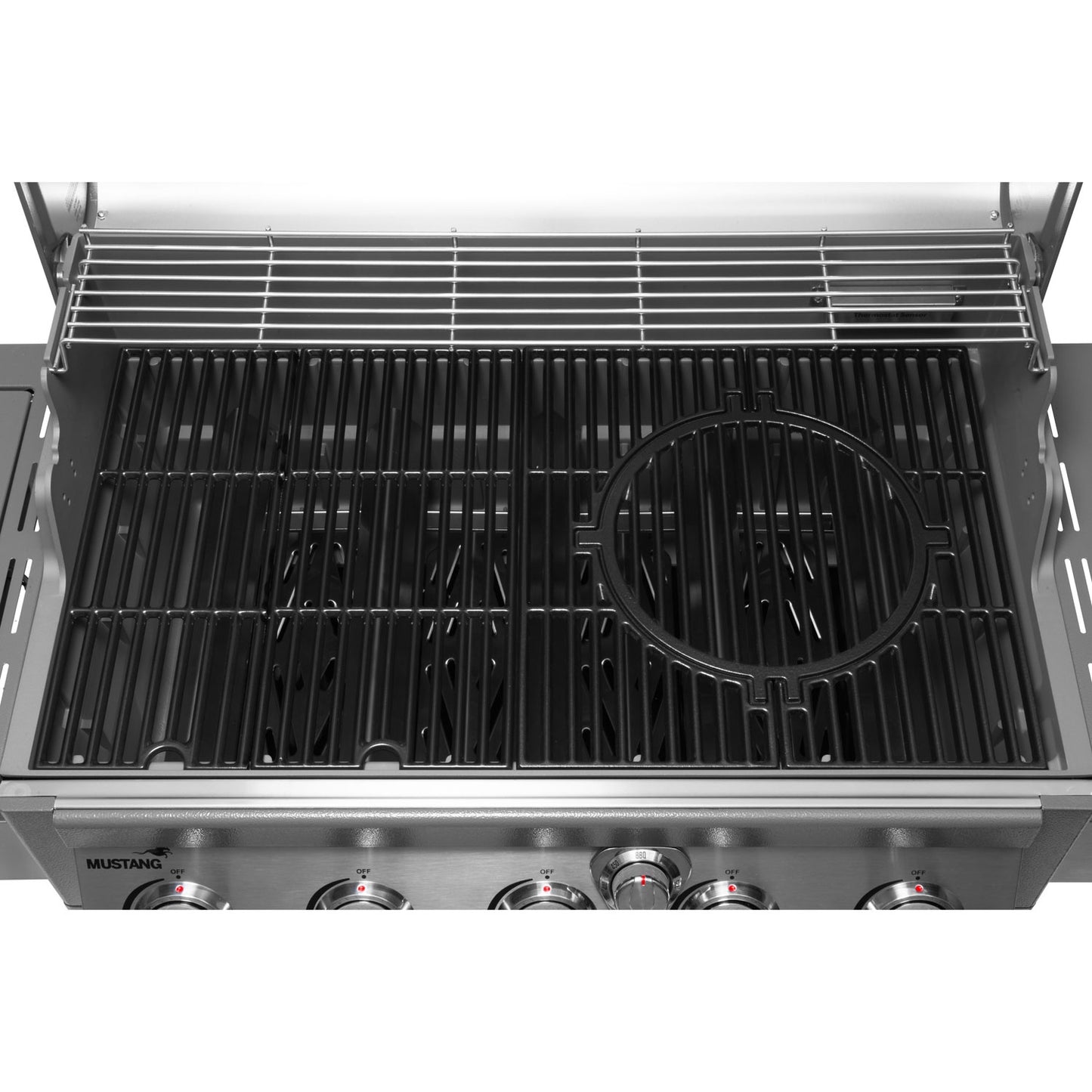Gas Grill with Thermostat, 5 Burners, Infrared Side Burner
