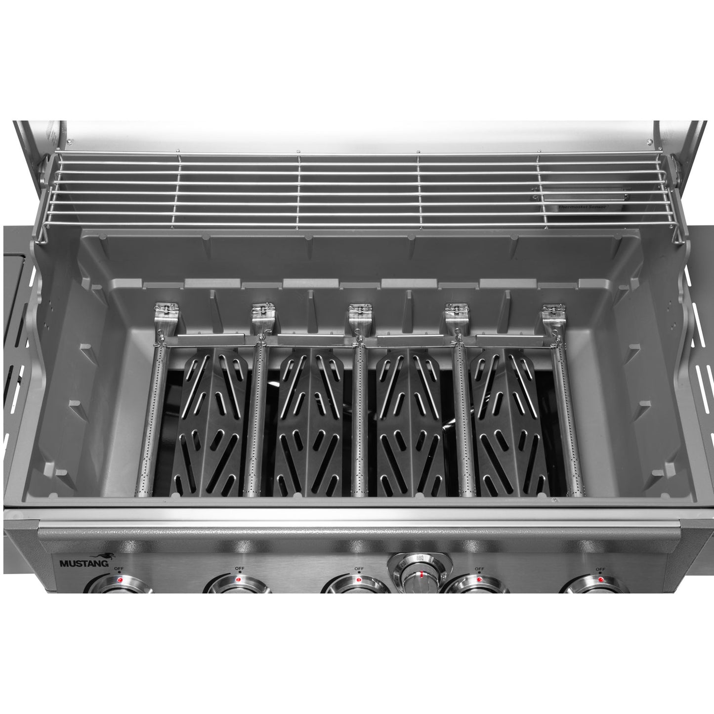Gas Grill with Thermostat, 5 Burners, Infrared Side Burner