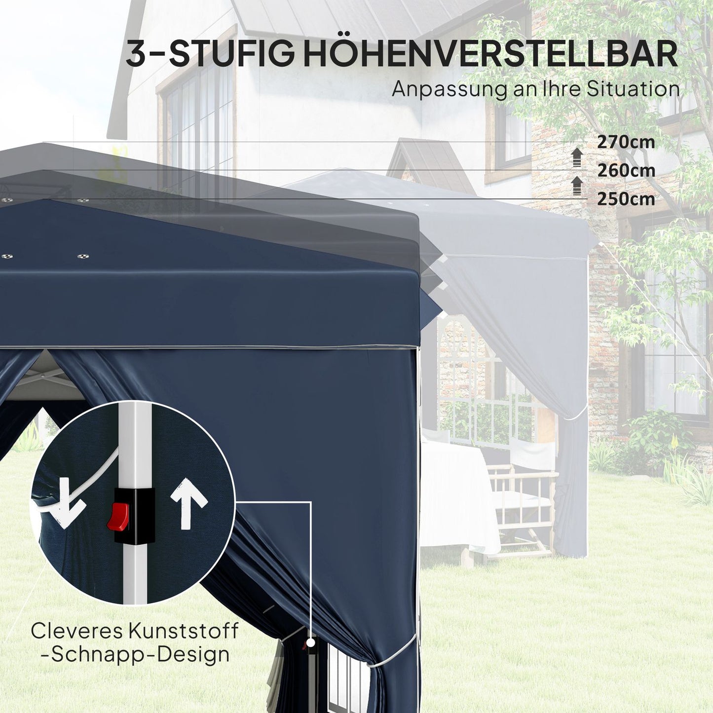 Pop-Up Gazebo, 2.5x2.5m, water-repellent, UV 50+