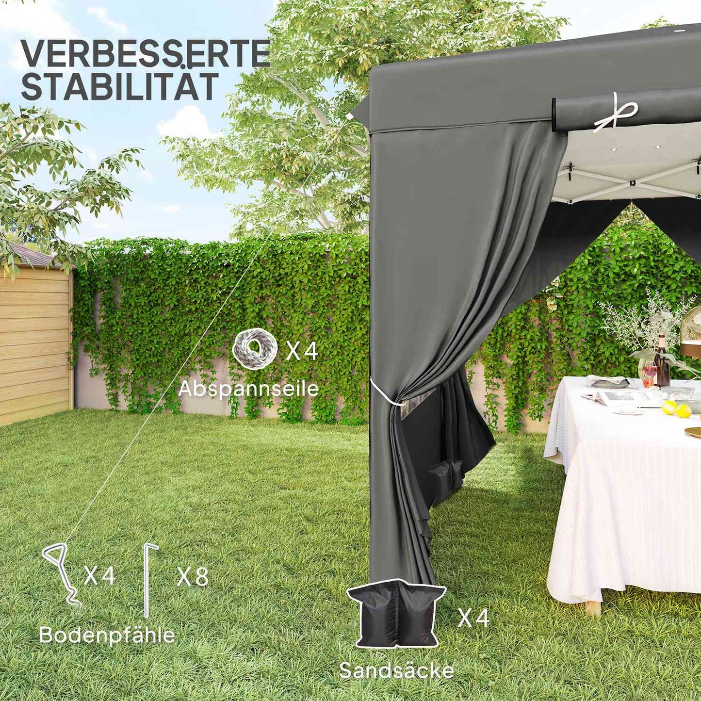 Pop-Up Gazebo 2.5x2.5m, water-resistant, UV50+, dark grey