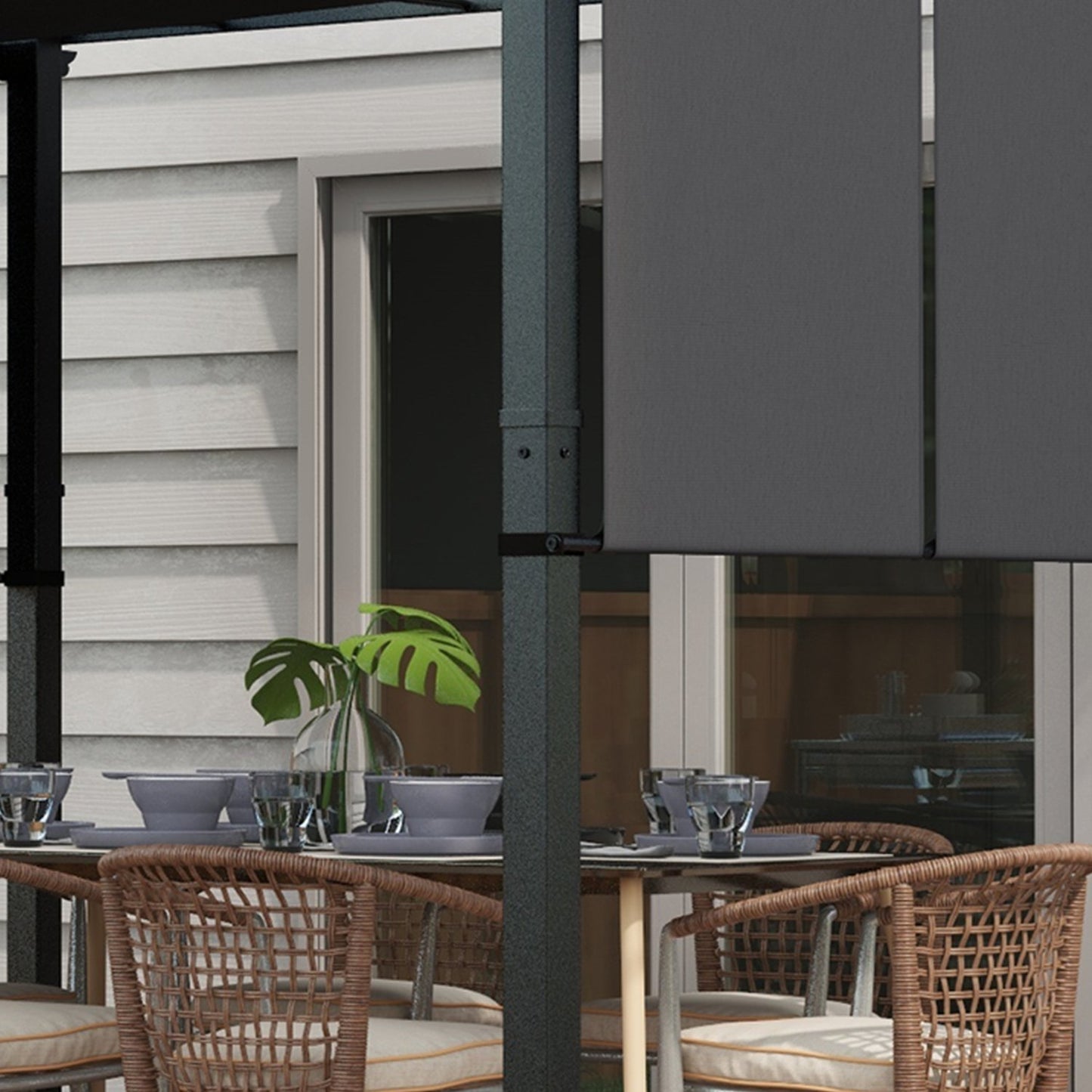 Weatherproof Gazebo Pergola 3.5x3m - Dark gray patio roof