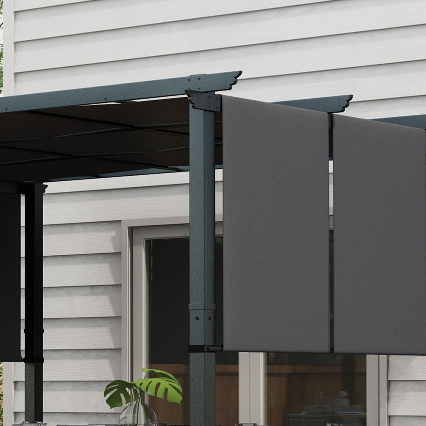 Weatherproof Gazebo Pergola 3.5x3m - Dark gray patio roof