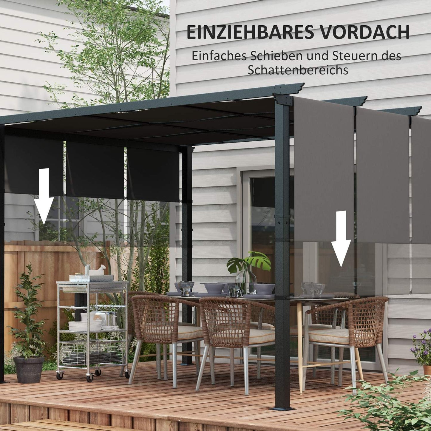 Weatherproof Gazebo Pergola 3.5x3m - Dark gray patio roof