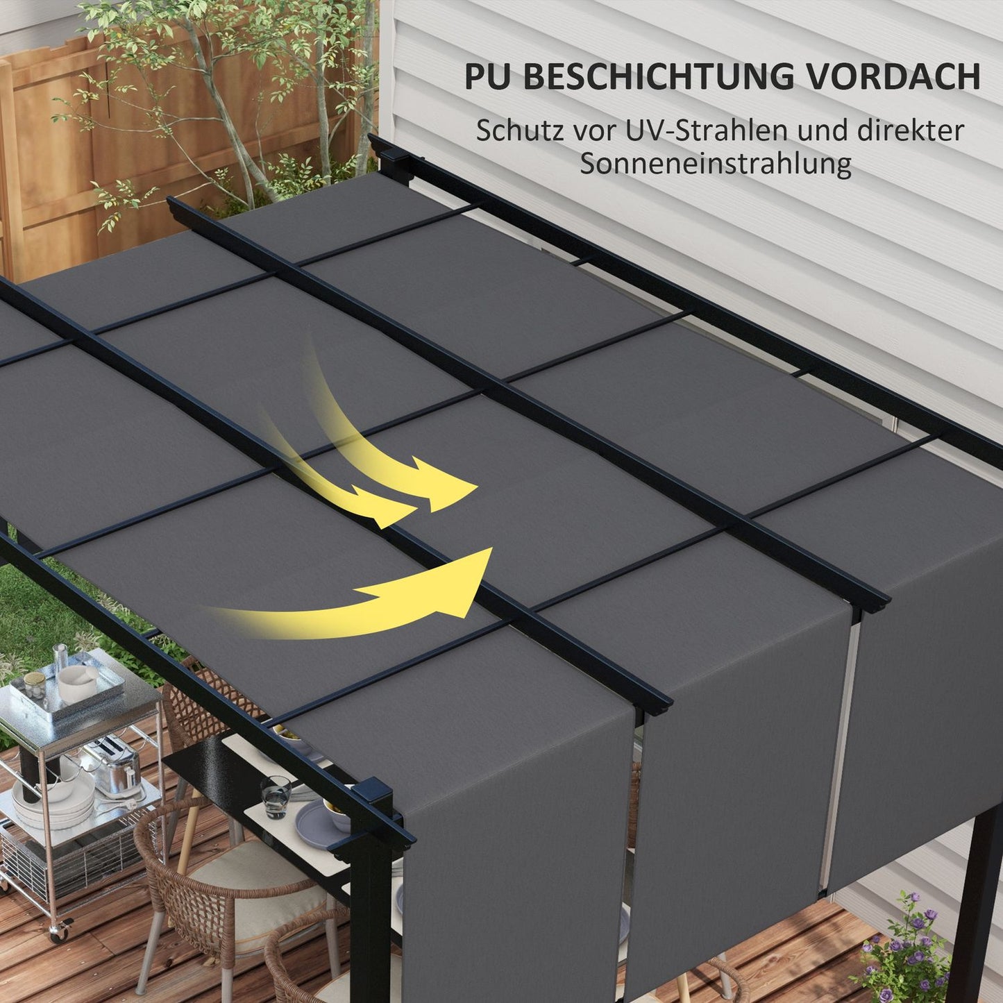 Weatherproof Gazebo Pergola 3.5x3m - Dark gray patio roof