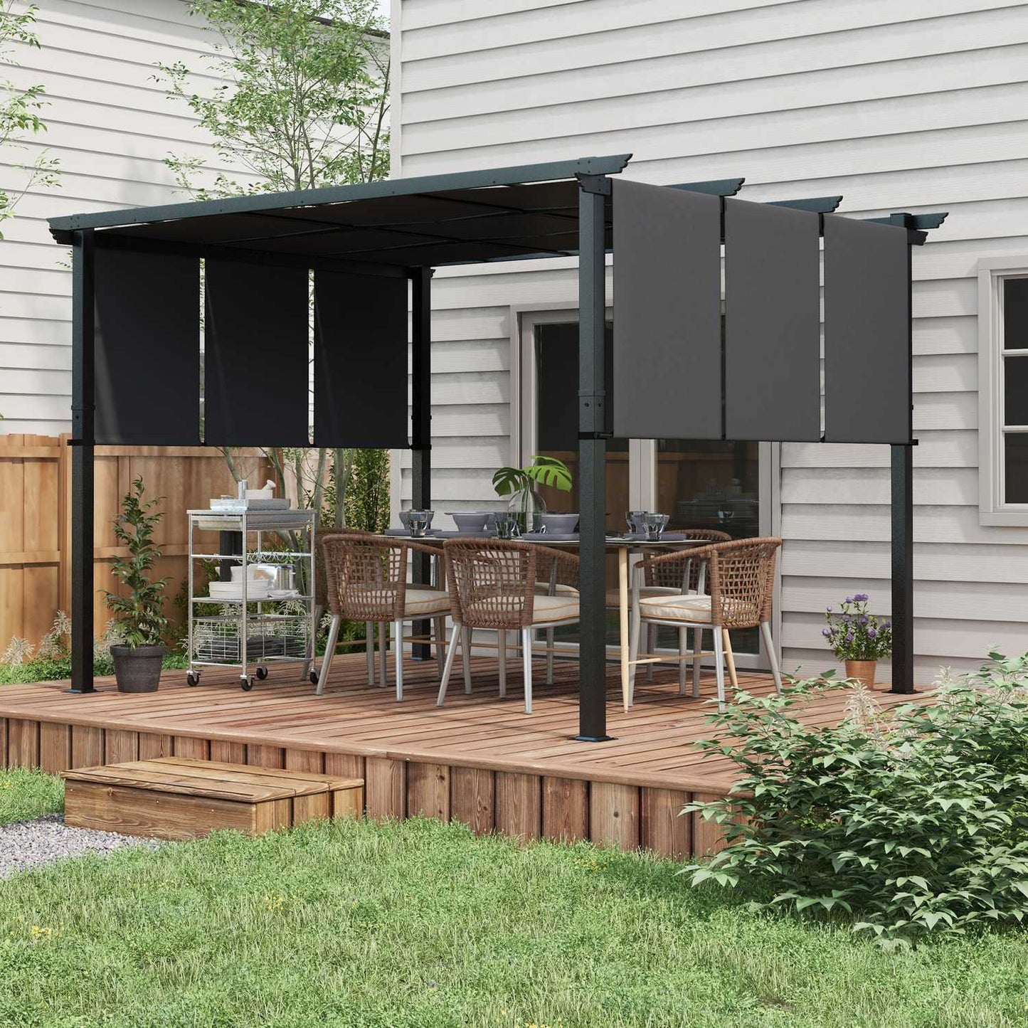 Weatherproof Gazebo Pergola 3.5x3m - Dark gray patio roof