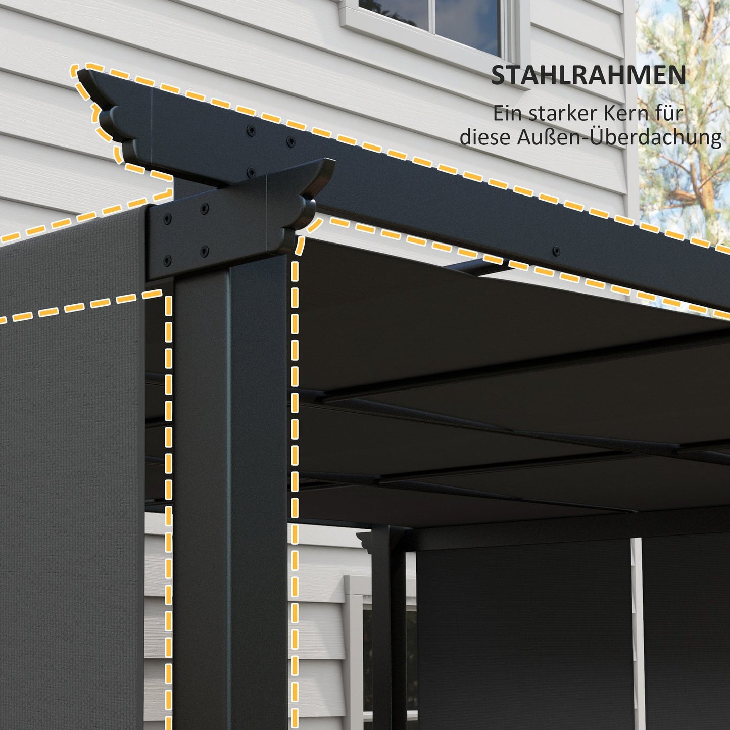 Weatherproof Gazebo Pergola 3.5x3m - Dark gray patio roof