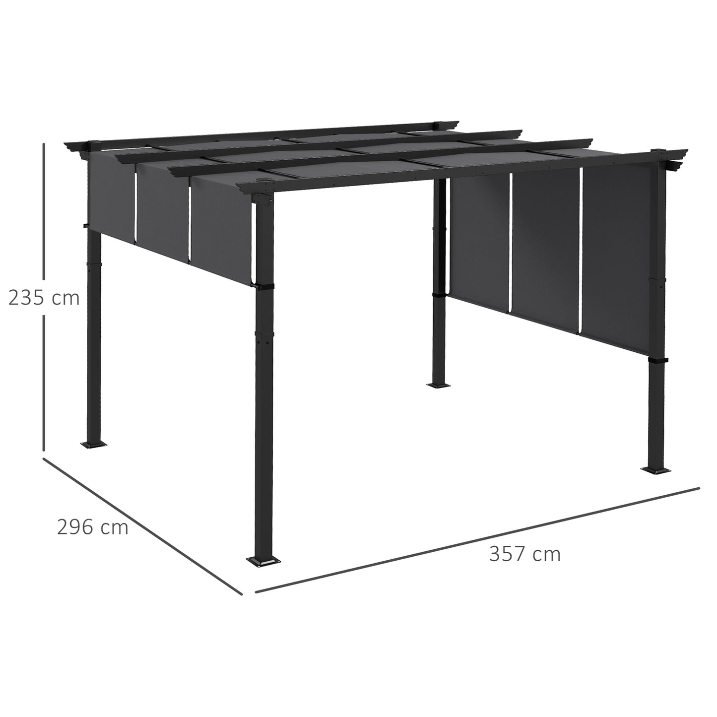 Weatherproof Gazebo Pergola 3.5x3m - Dark gray patio roof
