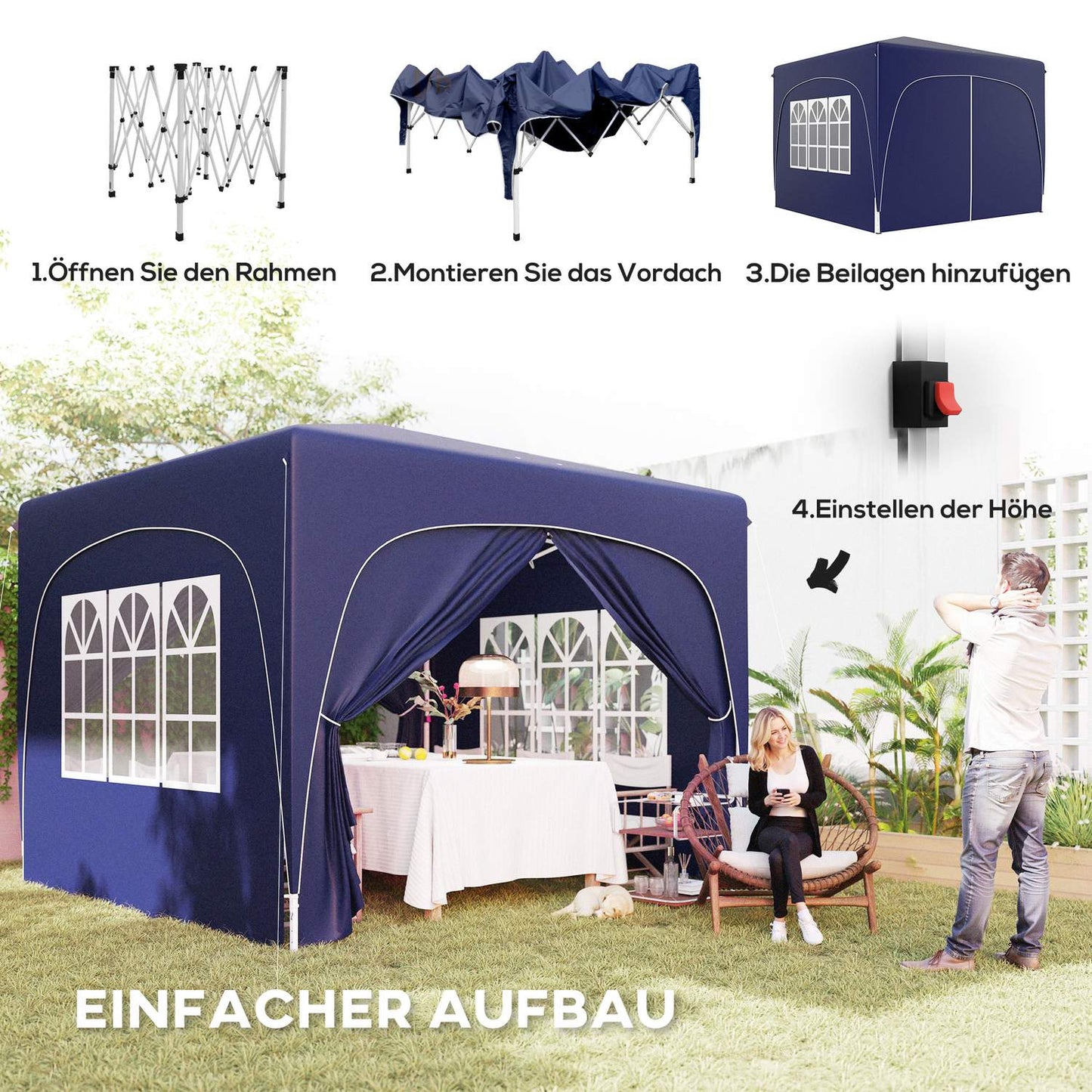3x3m weatherproof Pop-Up Gazebo, UV50+, Dark blue