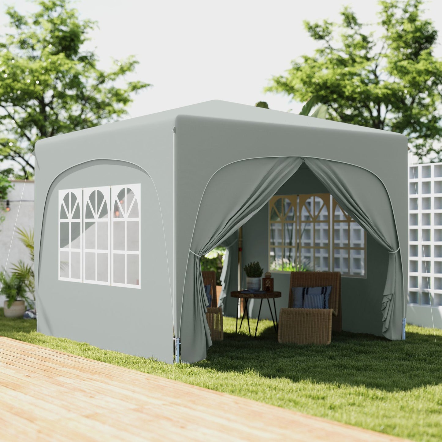 3x3m water-resistant pop-up gazebo, UV 50+, light grey