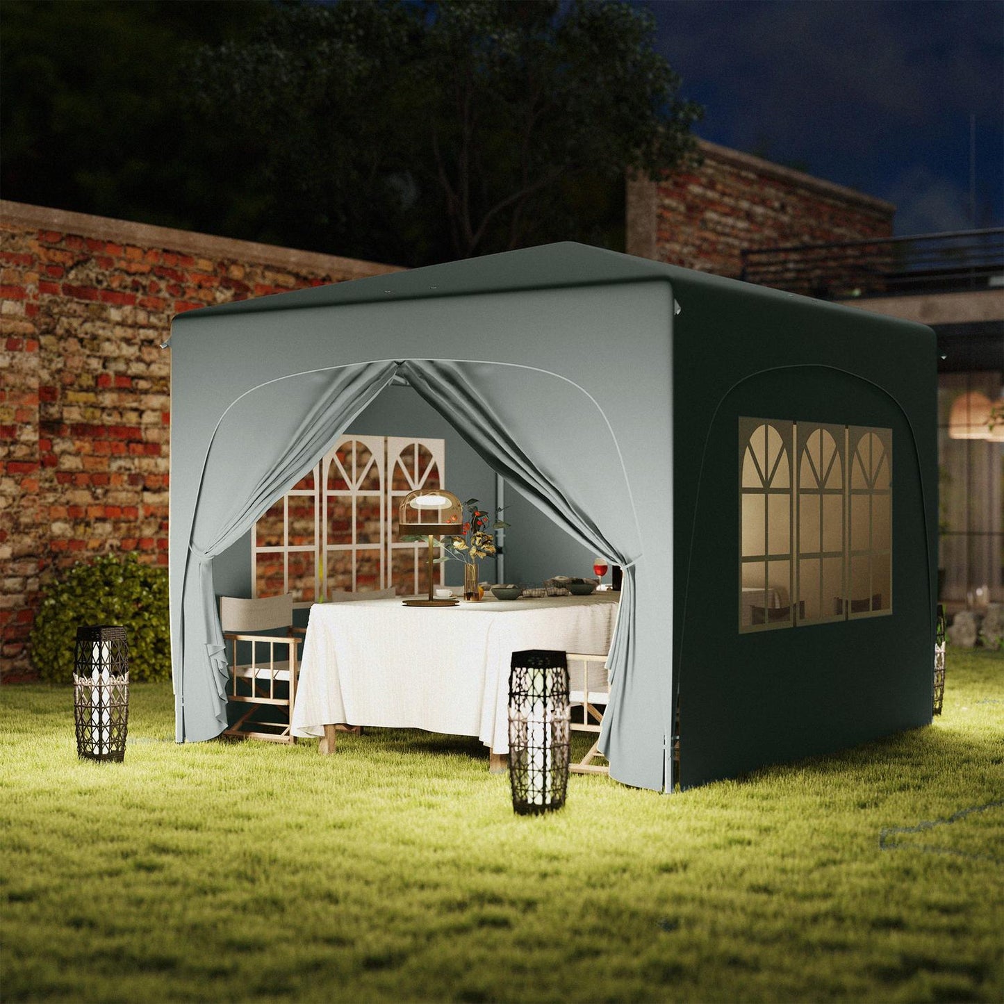 3x3m water-resistant pop-up gazebo, UV 50+, light grey