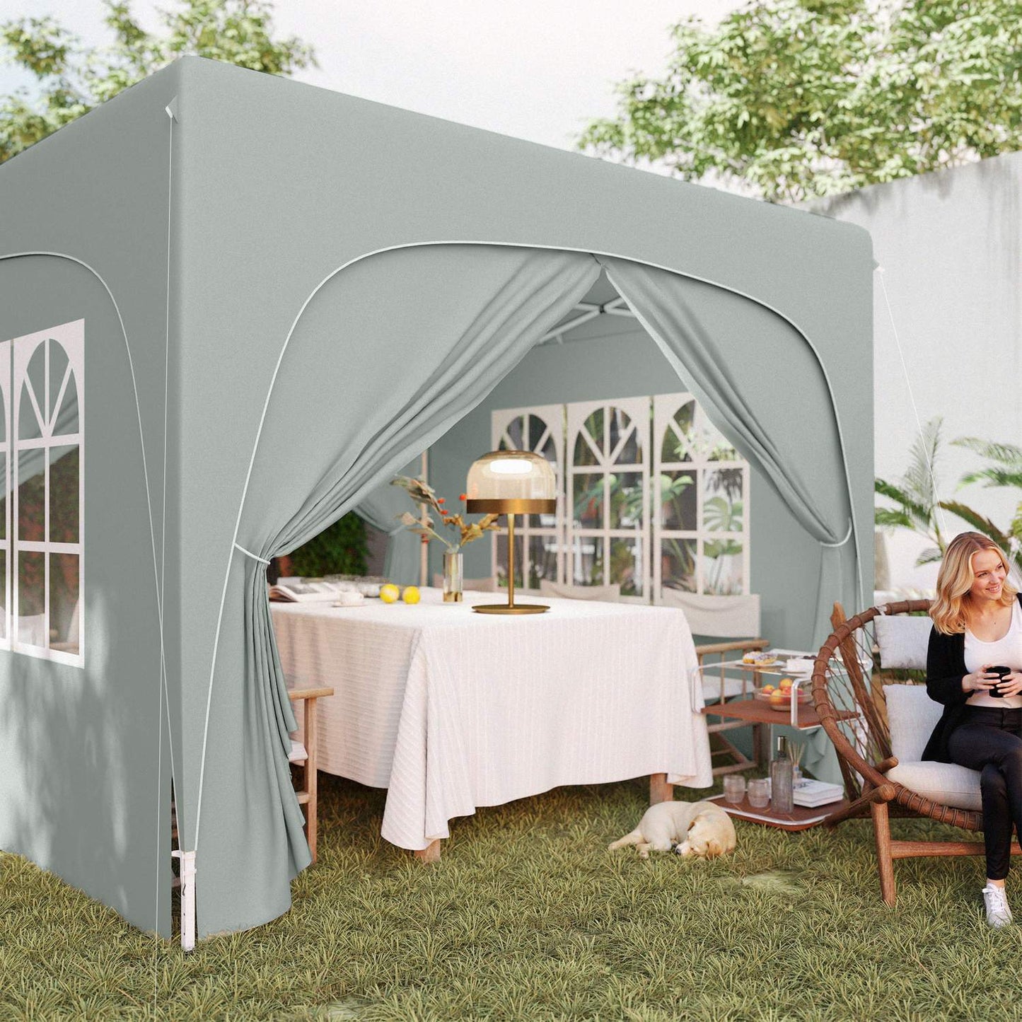 3x3m water-resistant pop-up gazebo, UV 50+, light grey
