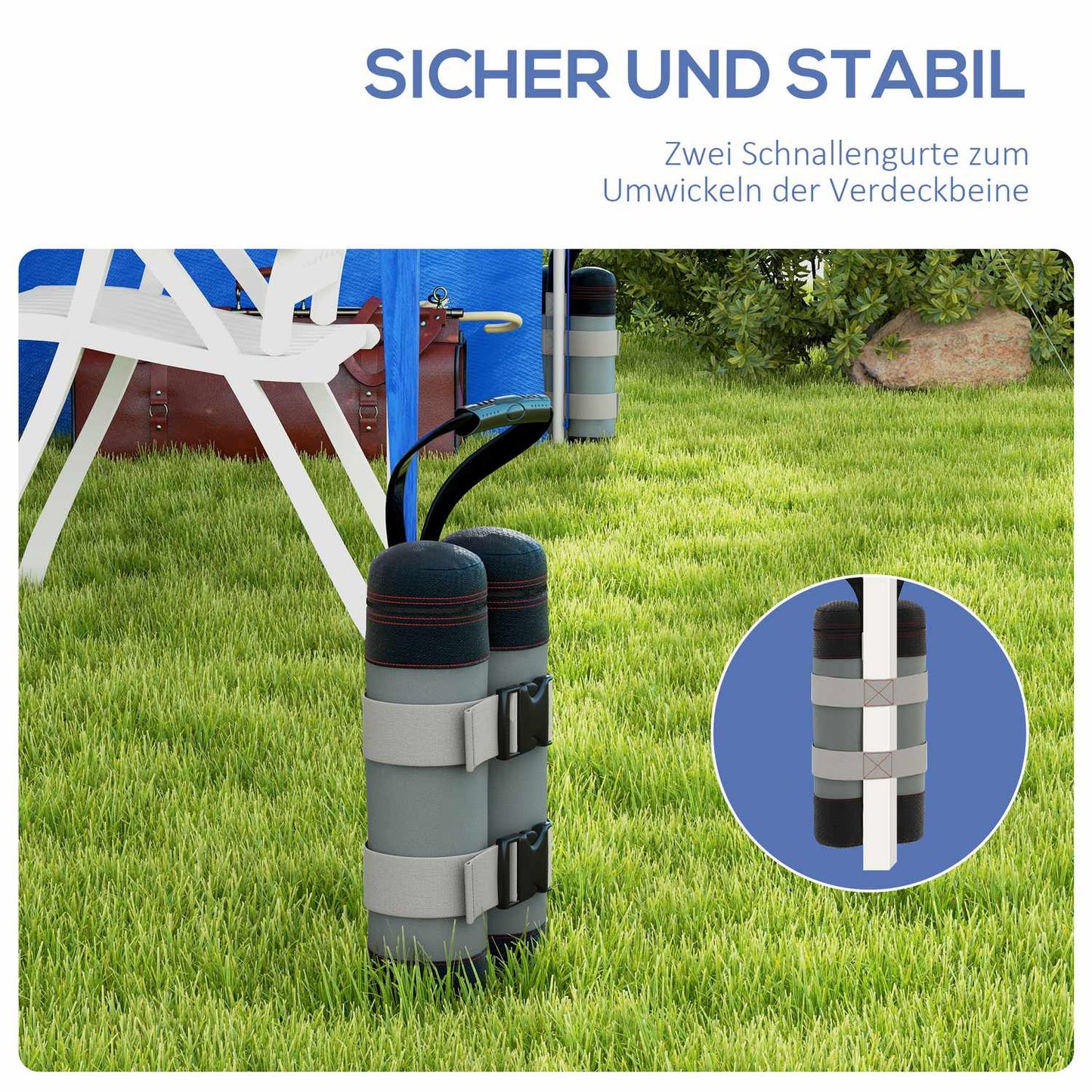 Gazebo Sandbag Weights - Set of 4, Oxford Fabric, Grey