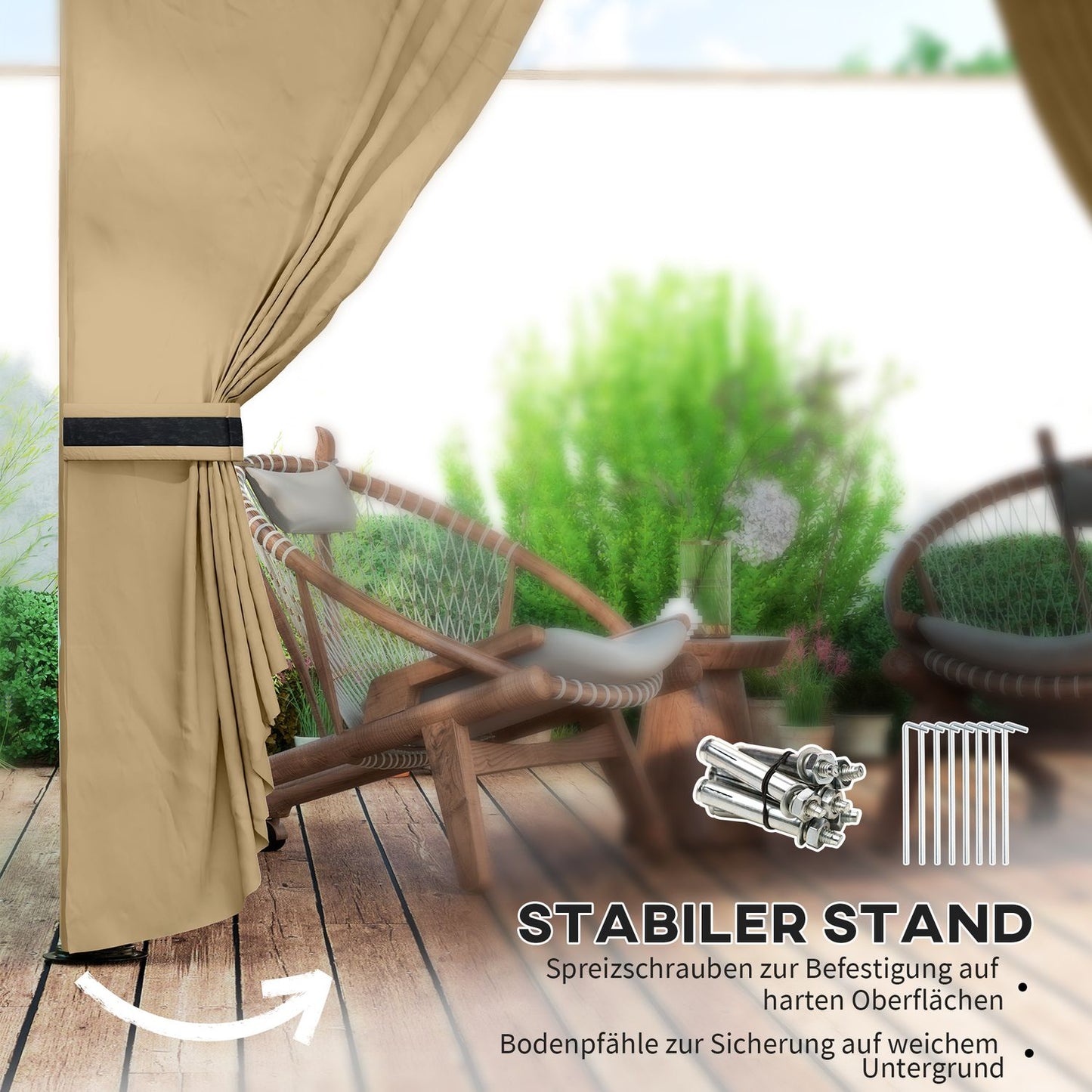 Water-repellent garden pavilion 3.4x3.4 m with UV protection