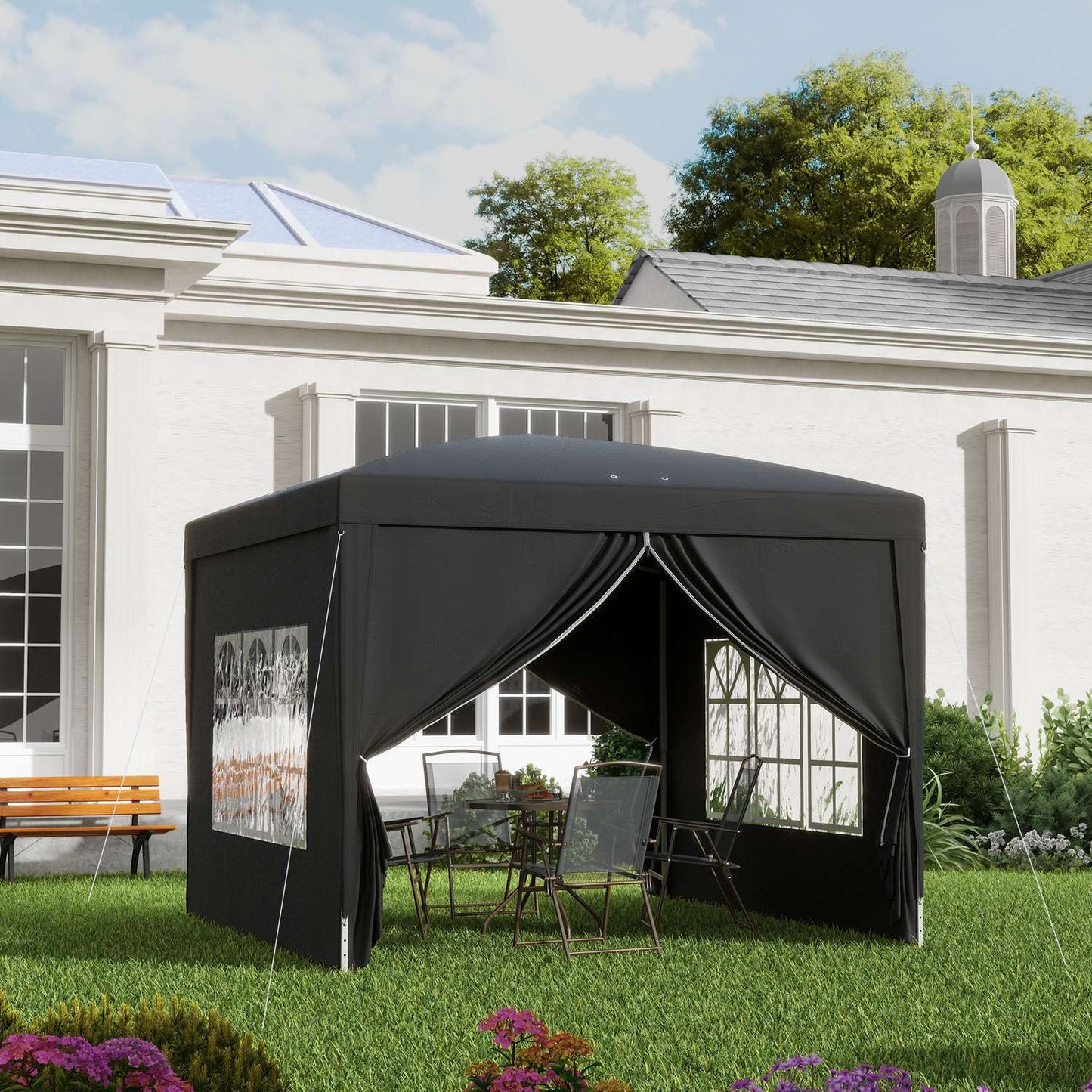 Pop-Up Gazebo 3x3m, Water-repellent, UV 50+, Black
