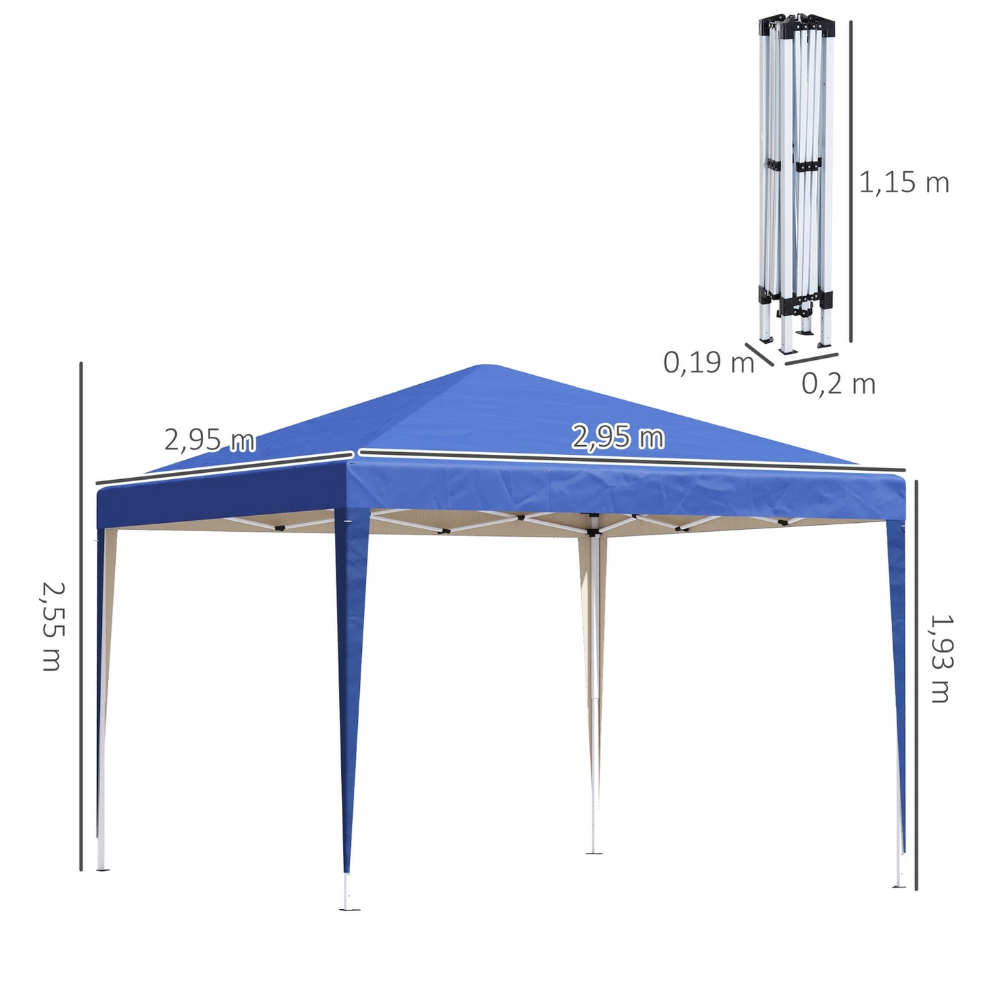 Blue Pop-Up Gazebo, 3x3m, water repellent & UV protection
