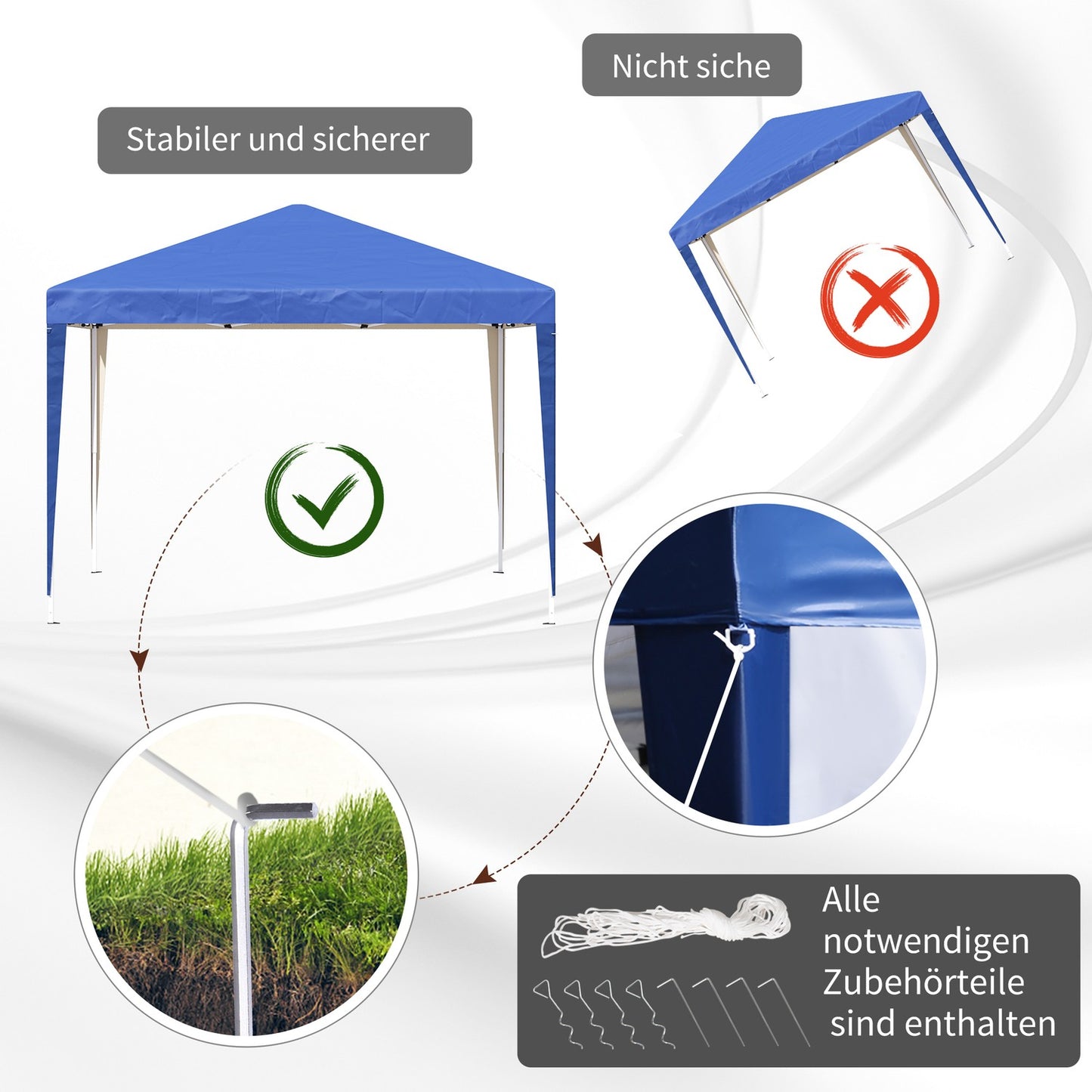 Blue Pop-Up Gazebo, 3x3m, water repellent & UV protection