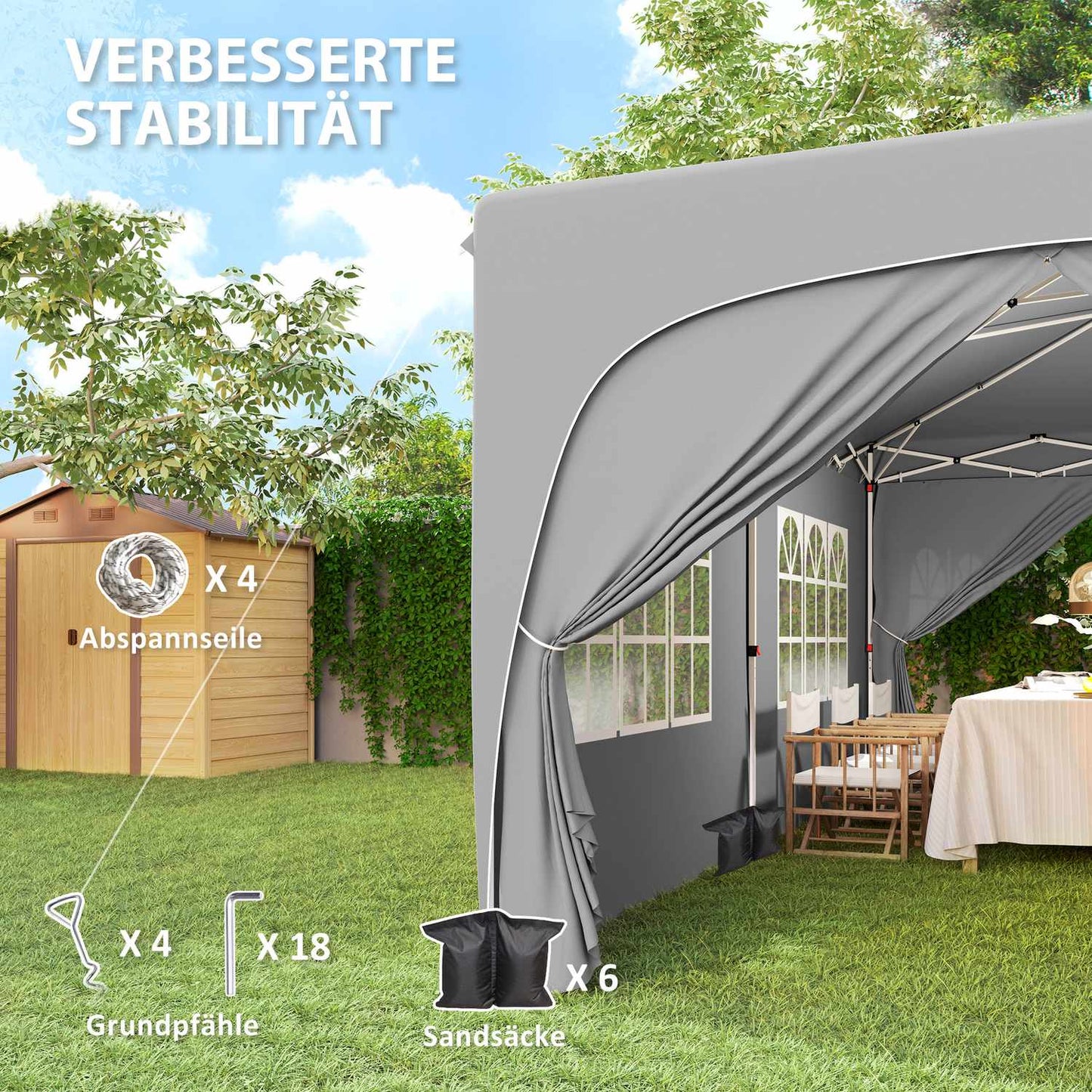 Pop-Up Gazebo 3x6m, water-repellent, UV 50+, foldable