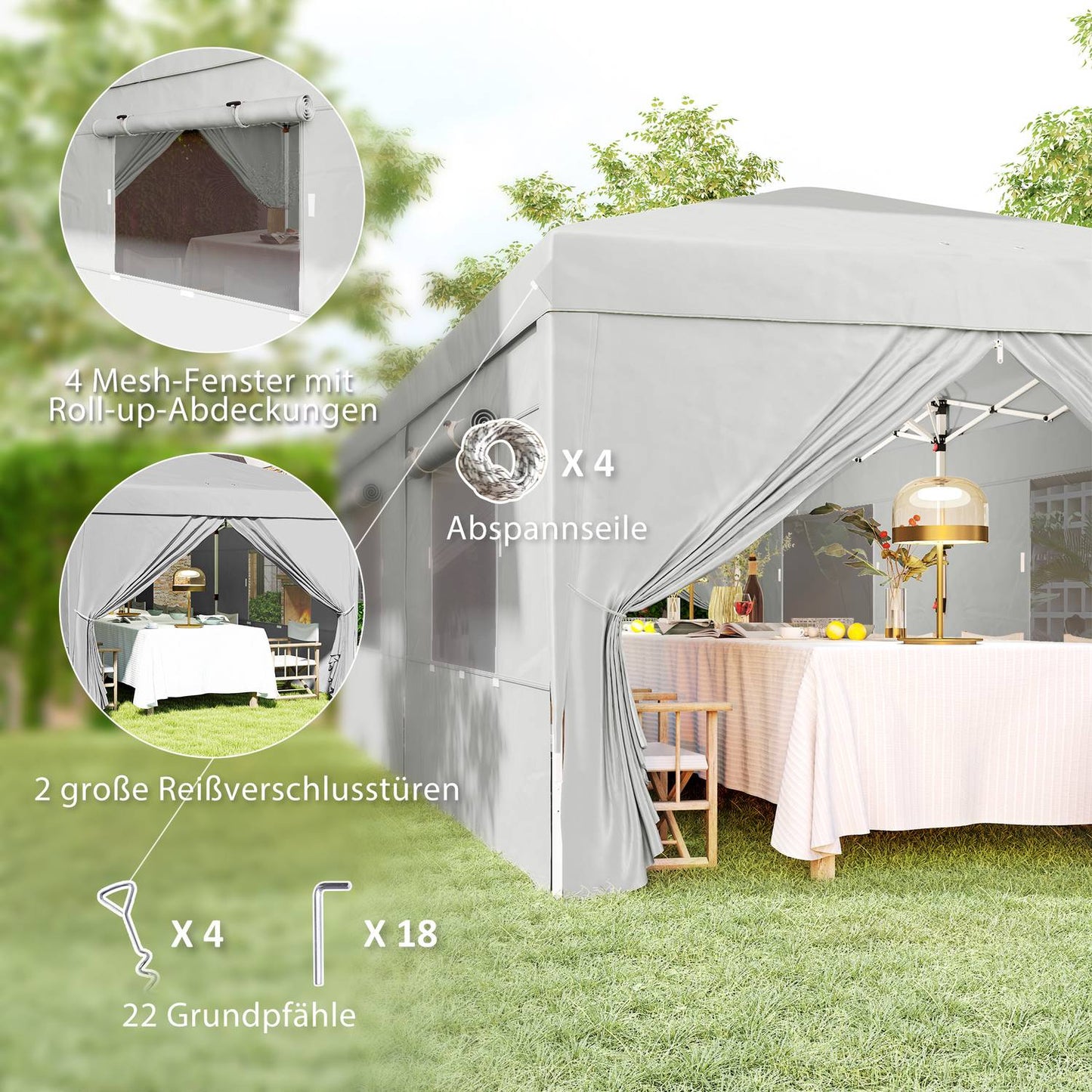 Pop-Up Gazebo 3x6m, water-repellent, UV50+ protection