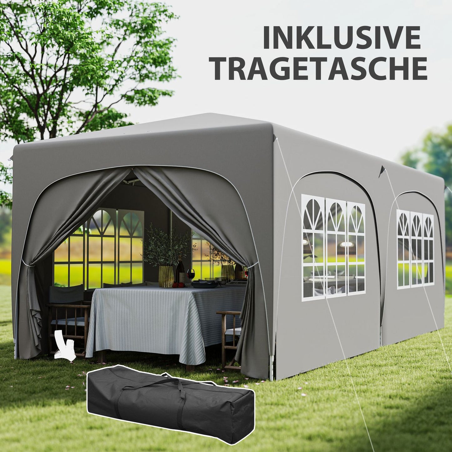 Pop-Up Gazebo 3x6m, water-repellent, UV 50+, foldable