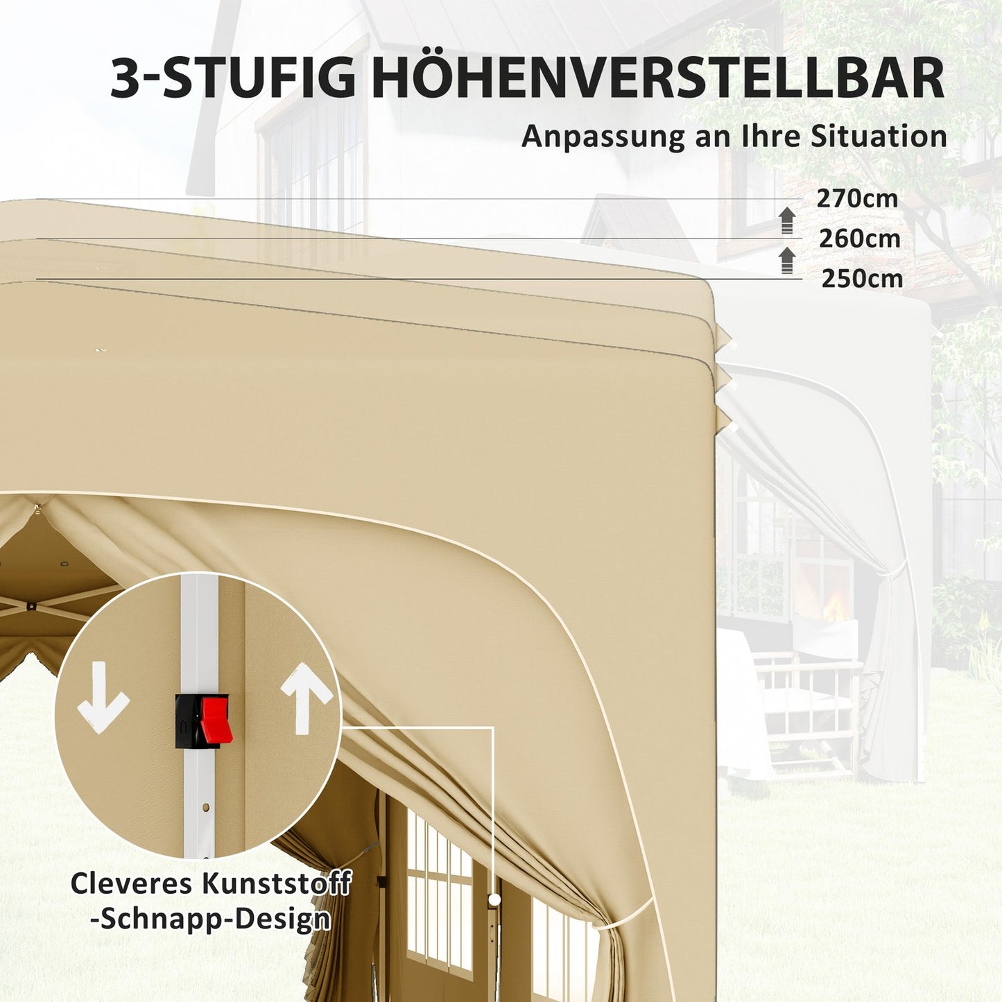 3x6m water resistant pop-up gazebo, UV50+, 6 panels