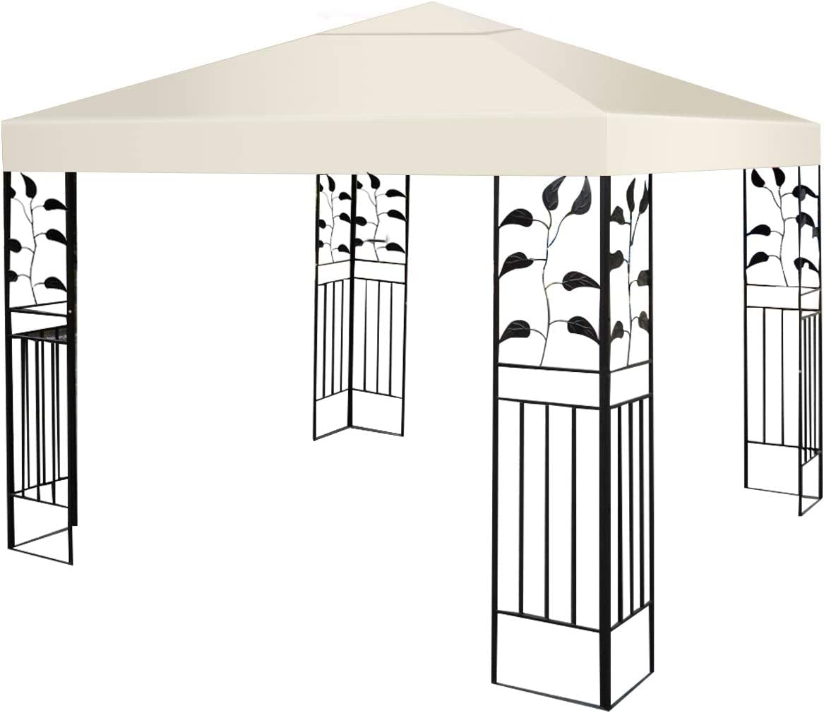 Gazebo replacement roof sun protection cover with Velcro fasteners 300 x 300 cm beige