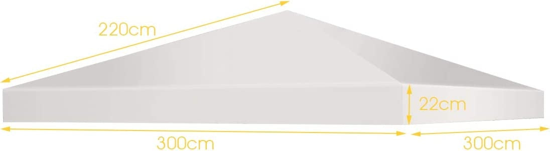 Gazebo replacement roof sun protection cover with Velcro fasteners 300 x 300 cm beige