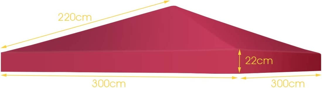 Gazebo replacement roof sun protection cover with Velcro fasteners 300 x 300 cm wine
