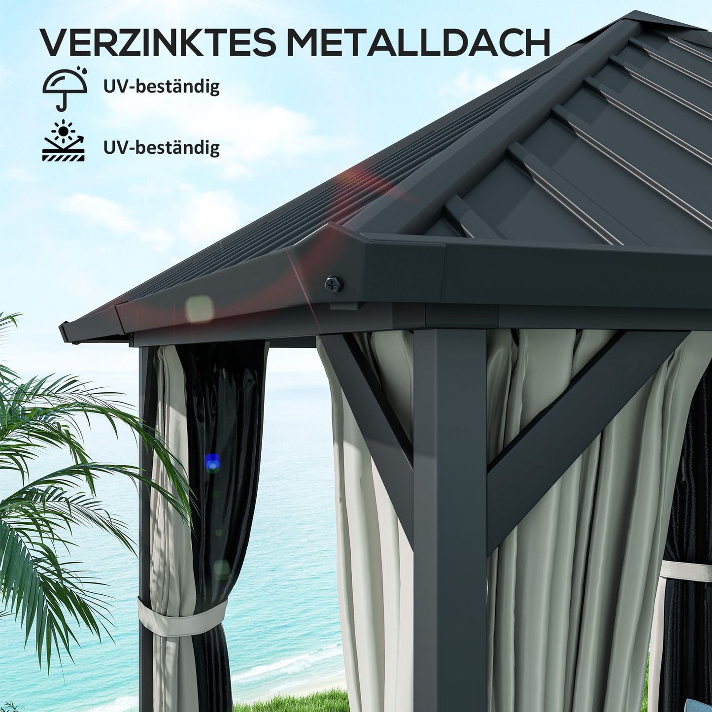 Dark gray Metal Gazebo, 3x3m, Waterproof & Winterproof