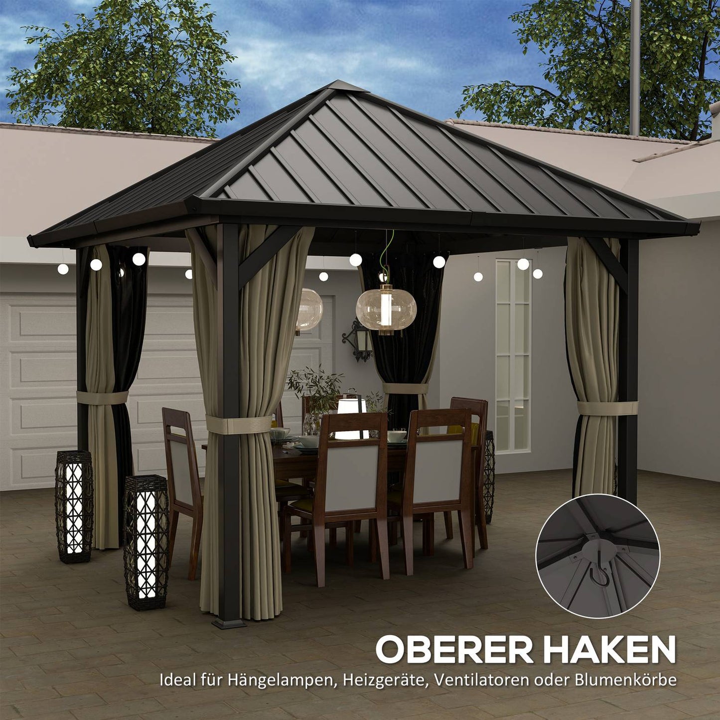 Dark gray Metal Gazebo, 3x3m, Waterproof & Winterproof