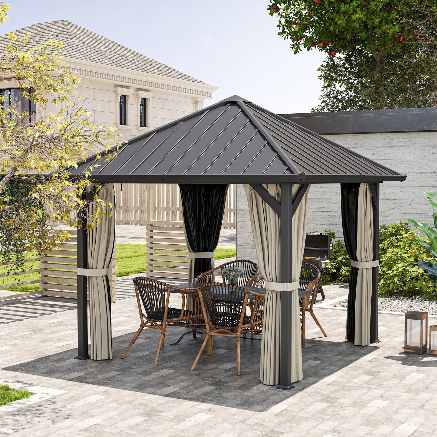 Dark gray Metal Gazebo, 3x3m, Waterproof & Winterproof