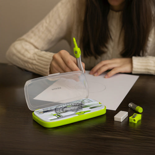 Geometric Drawing Set, 10 Pieces, Ruler & Compass