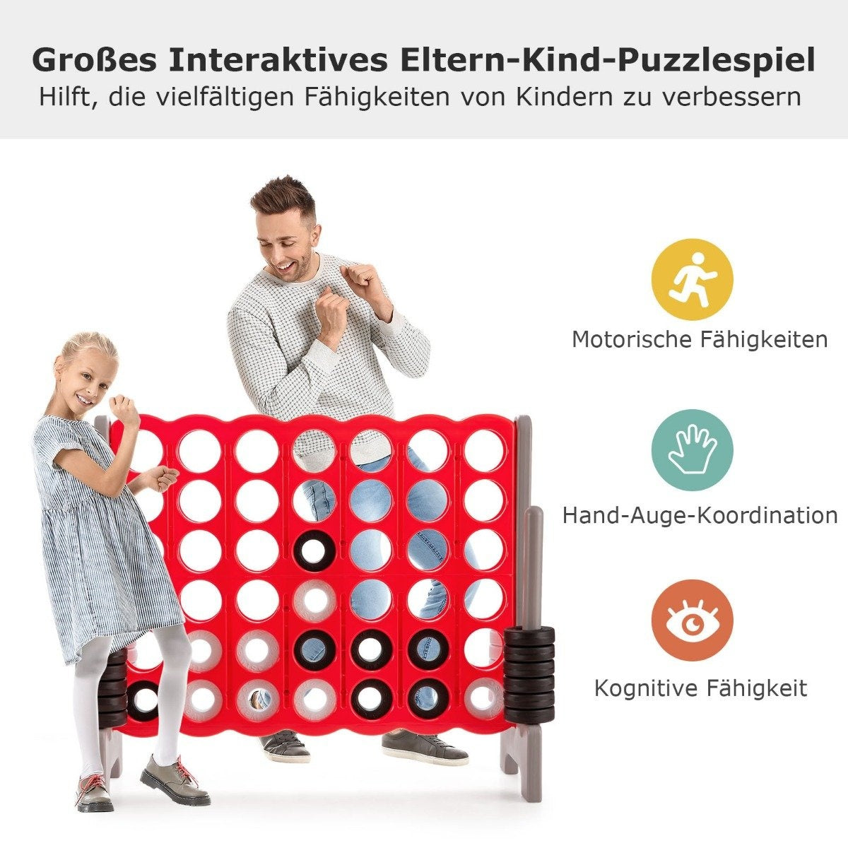 Giant Match 4 Game Giant Playset 104cm Row Game Board with Jumbo Rings & Quick Release Sliders