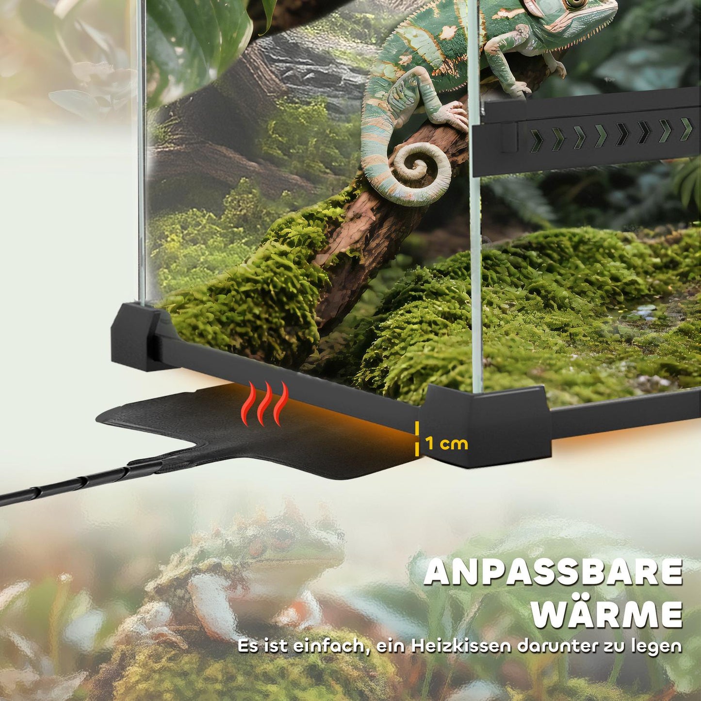 Glass Terrarium for Reptiles, Waterproof Base, Lock