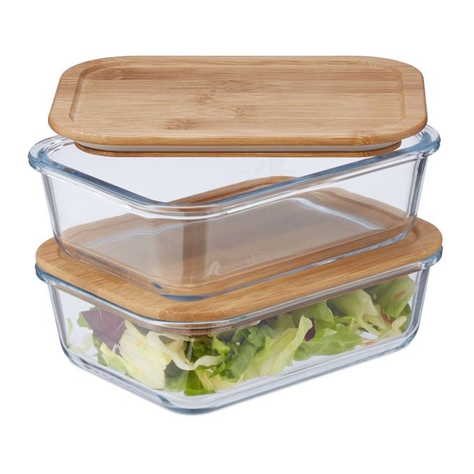 Glass jar with lid set of 2