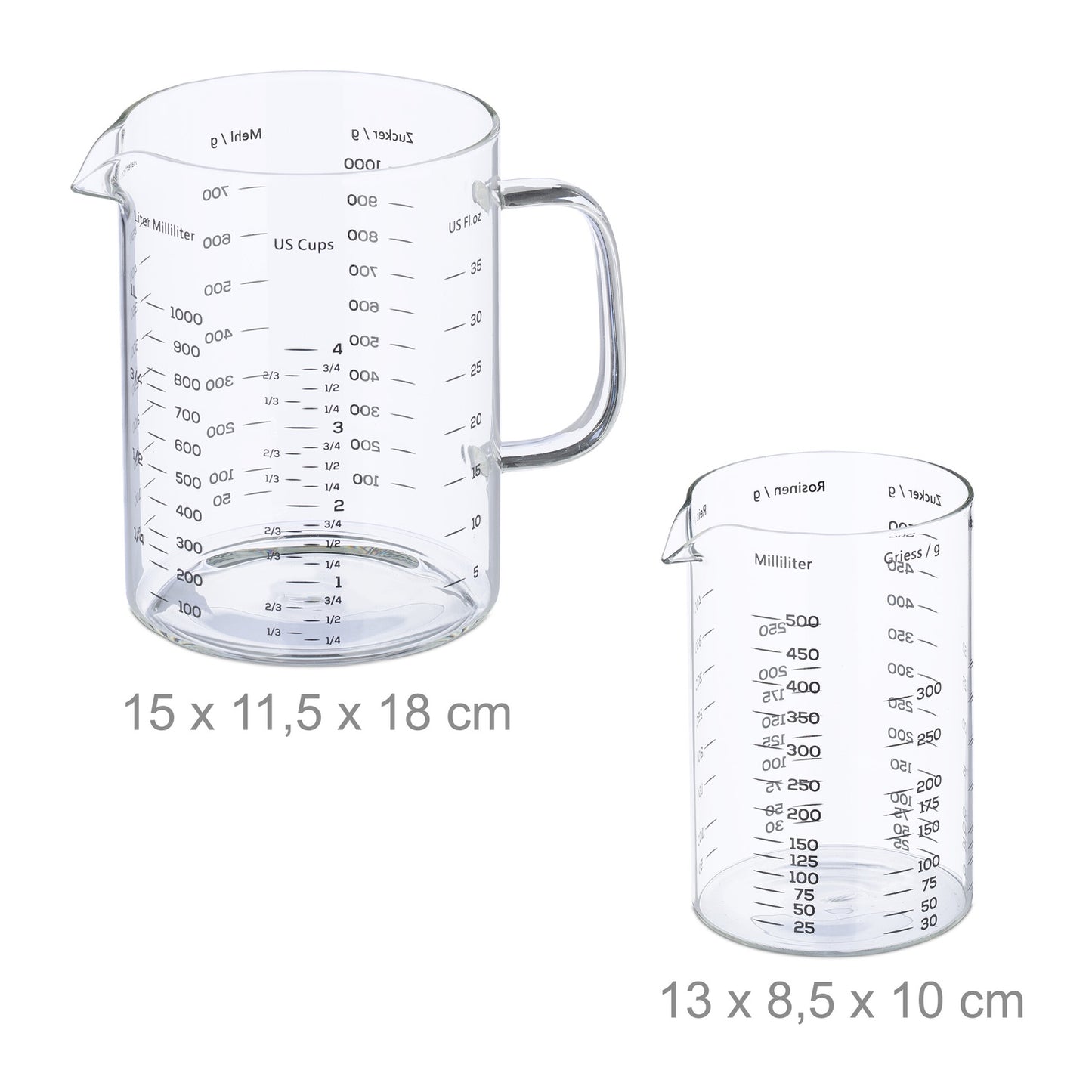Glass measuring jug 2-piece set