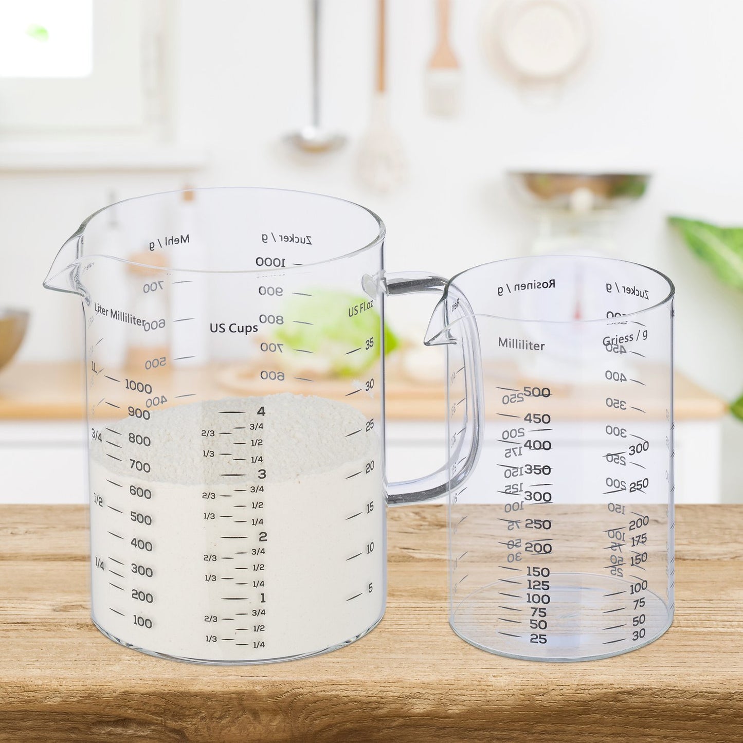 Glass measuring jug 2-piece set