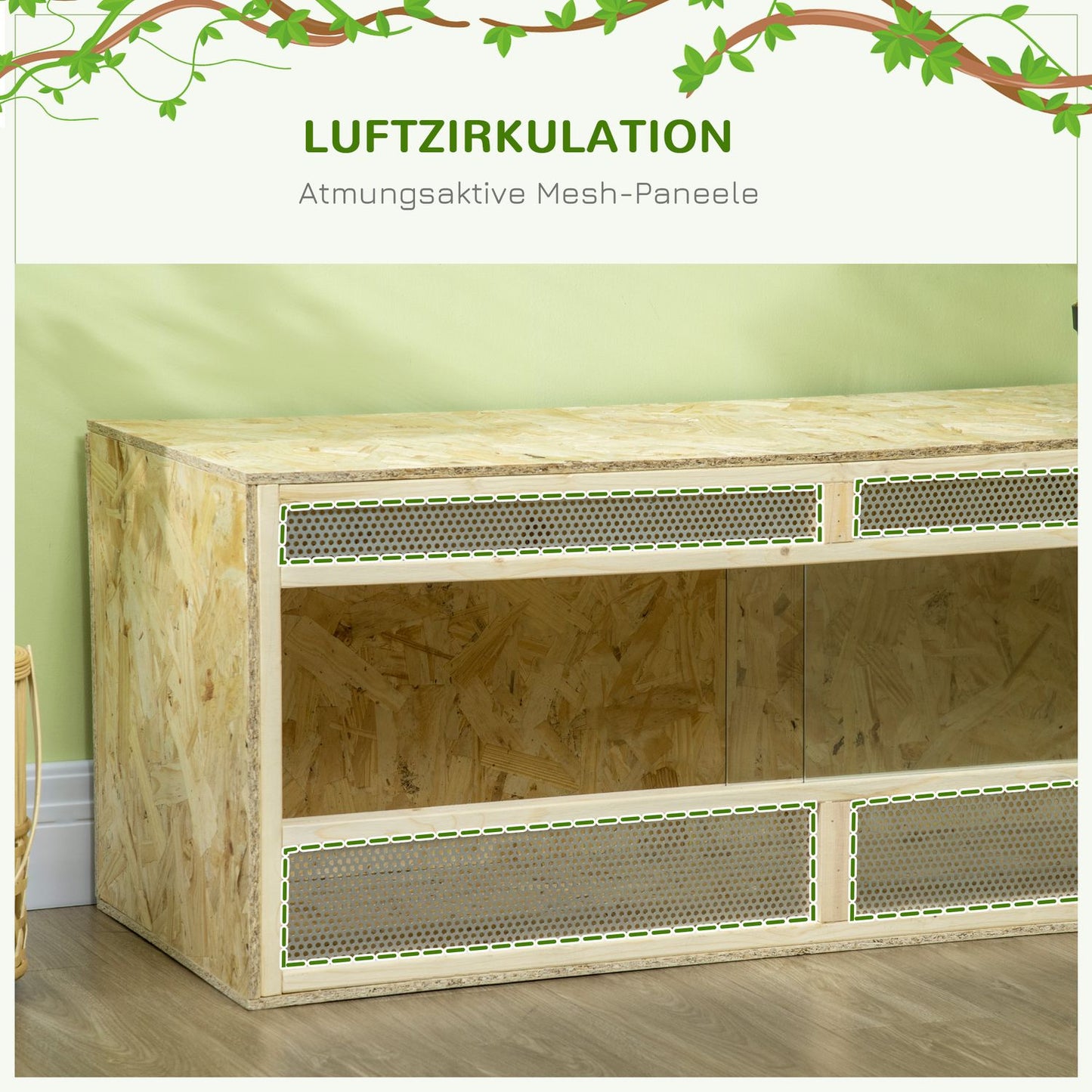 Glass terrarium, 120x50x50 cm, Ventilated, Sliding door