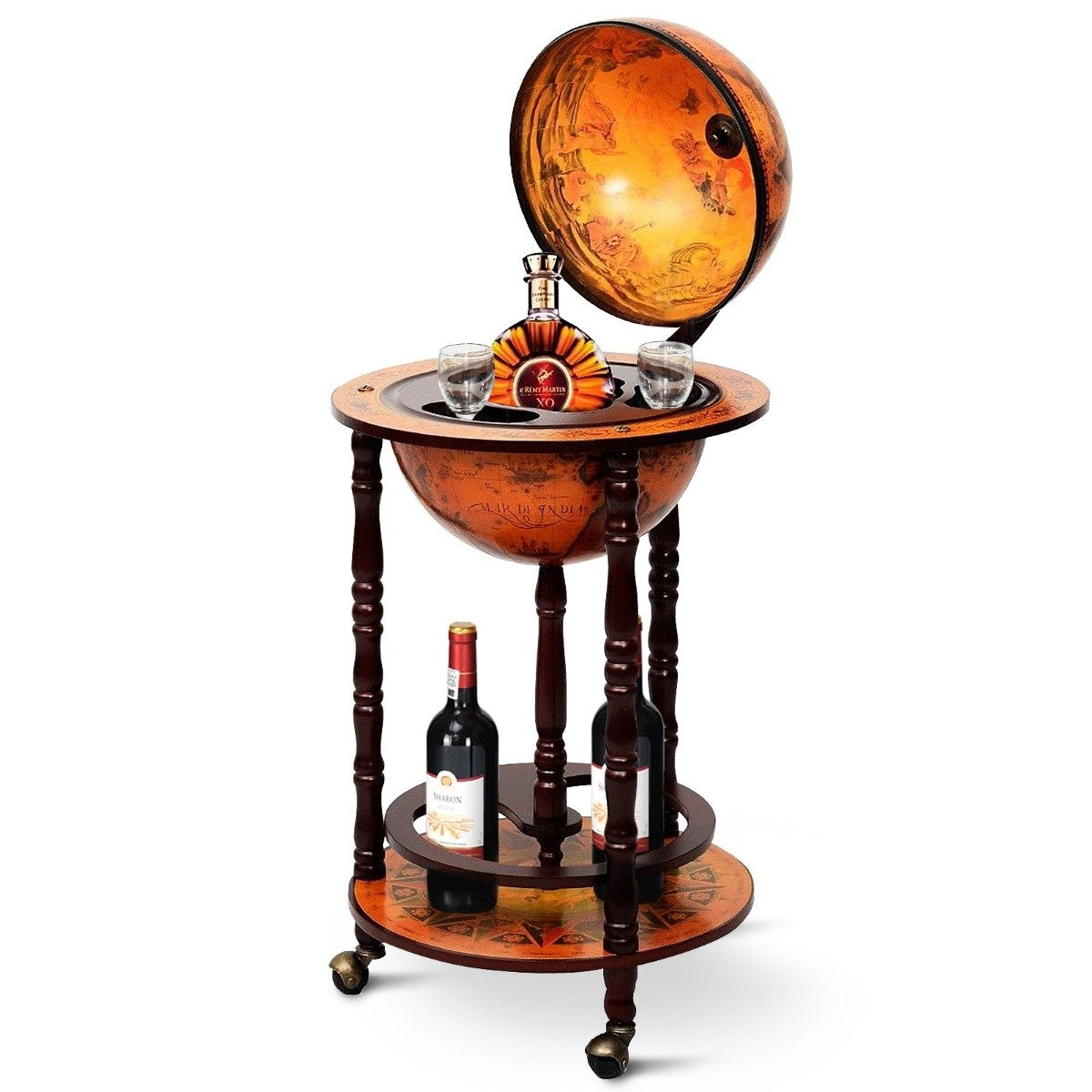 Globusbar bar cart Globus Bar home bar serving cart wine rack with wheels