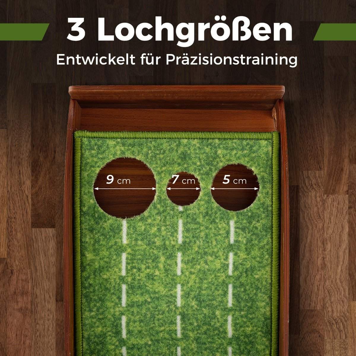 Golf Putting Mat with 3 Holes & Auto Ball Return