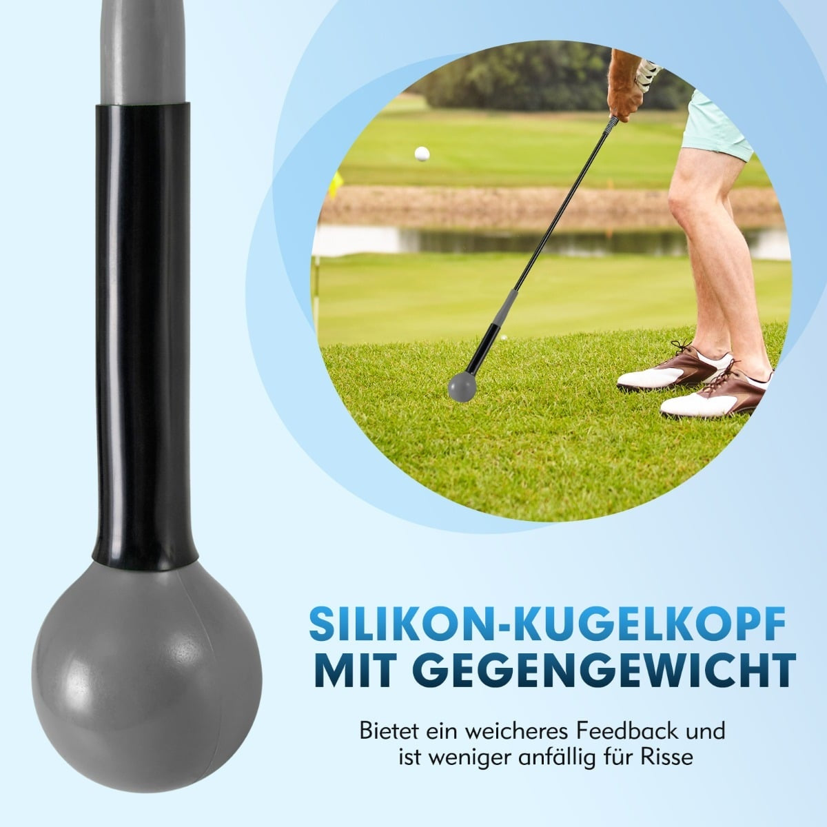 Golf Swing Trainer Aid, 100cm, Weighted Head, Gray