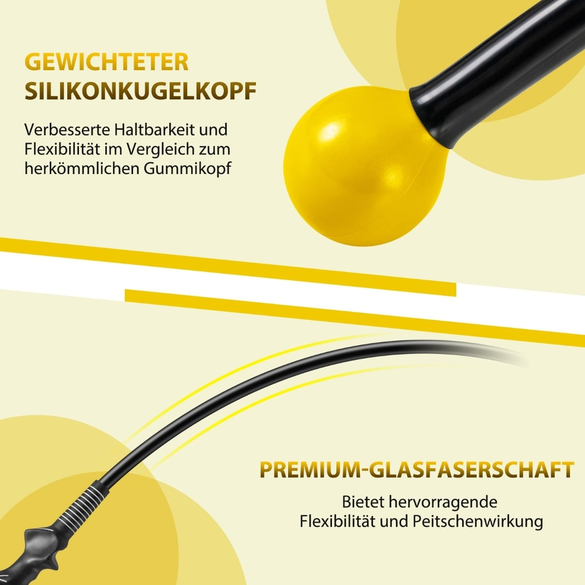 Golf Swing Trainer Aid, 100cm, Weighted Head, Yellow