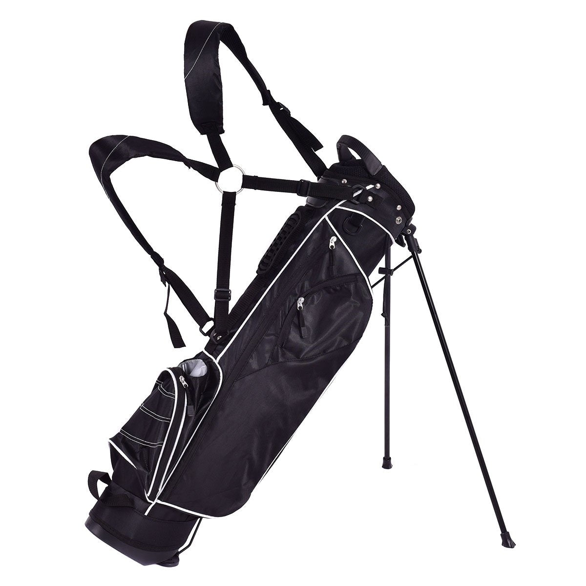 Golf bag 9 inch golf bag pencil bag professional travel bag stand bag with head section and carrying strap-black