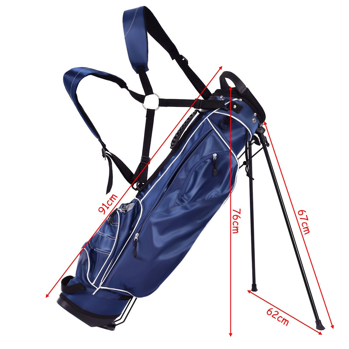 Golf bag 9 inch golf bag pencil bag professional travel bag stand bag with head section and carrying strap-blue
